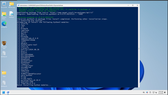 VMware in the process of building Windows 11 FlareVM